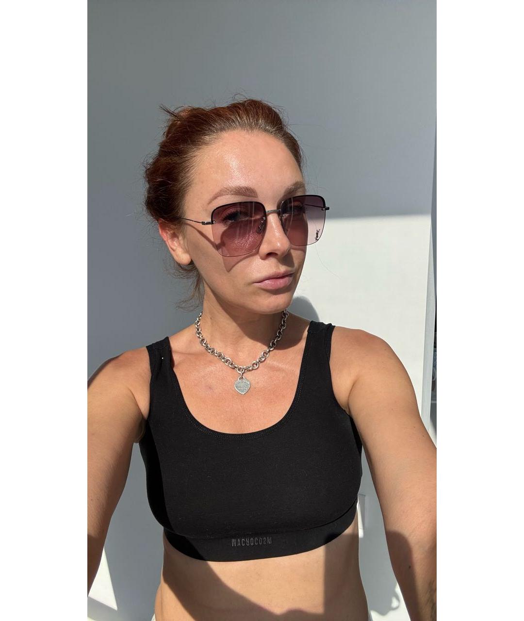 SAINT LAURENT Розовые металлические солнцезащитные очки, фото 5