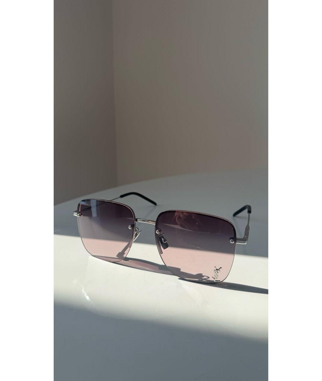 SAINT LAURENT Розовые металлические солнцезащитные очки, фото 6