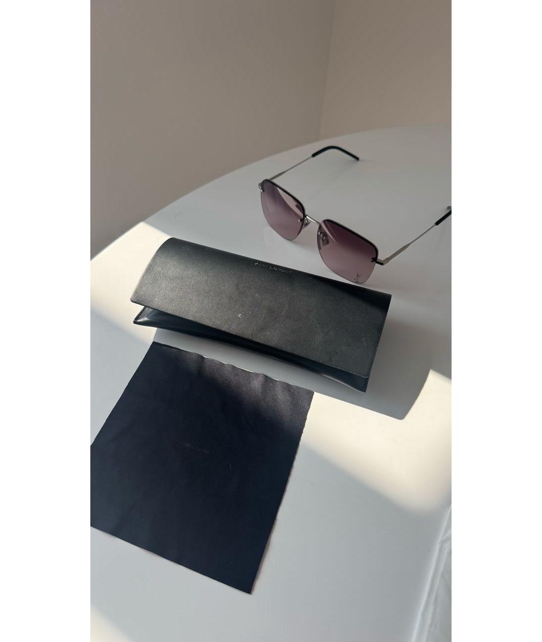 SAINT LAURENT Розовые металлические солнцезащитные очки, фото 4
