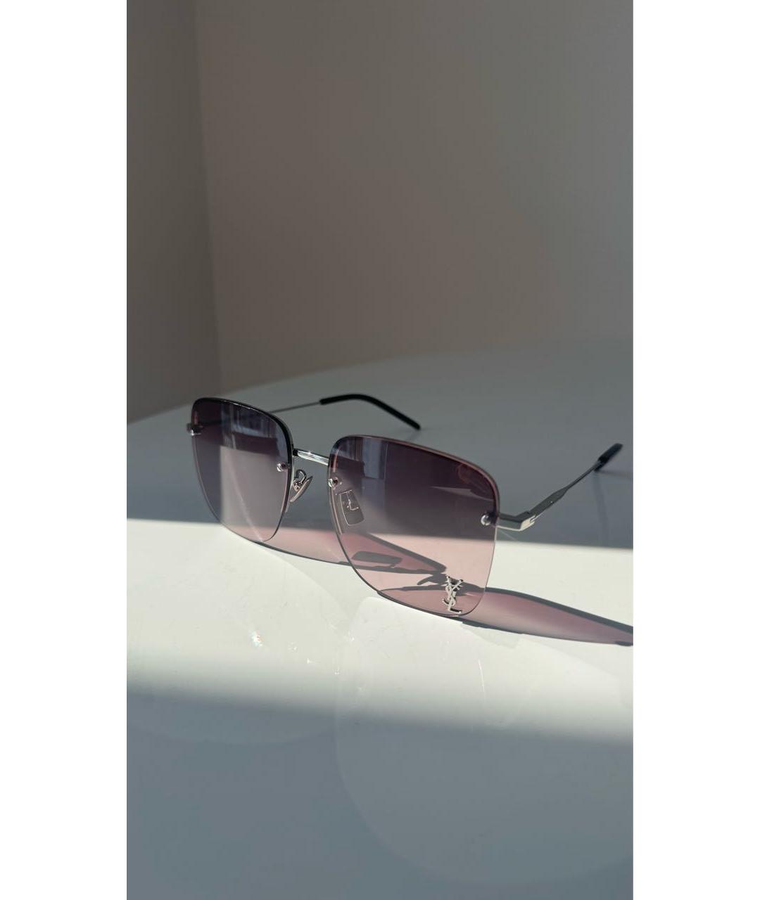 SAINT LAURENT Розовые металлические солнцезащитные очки, фото 3