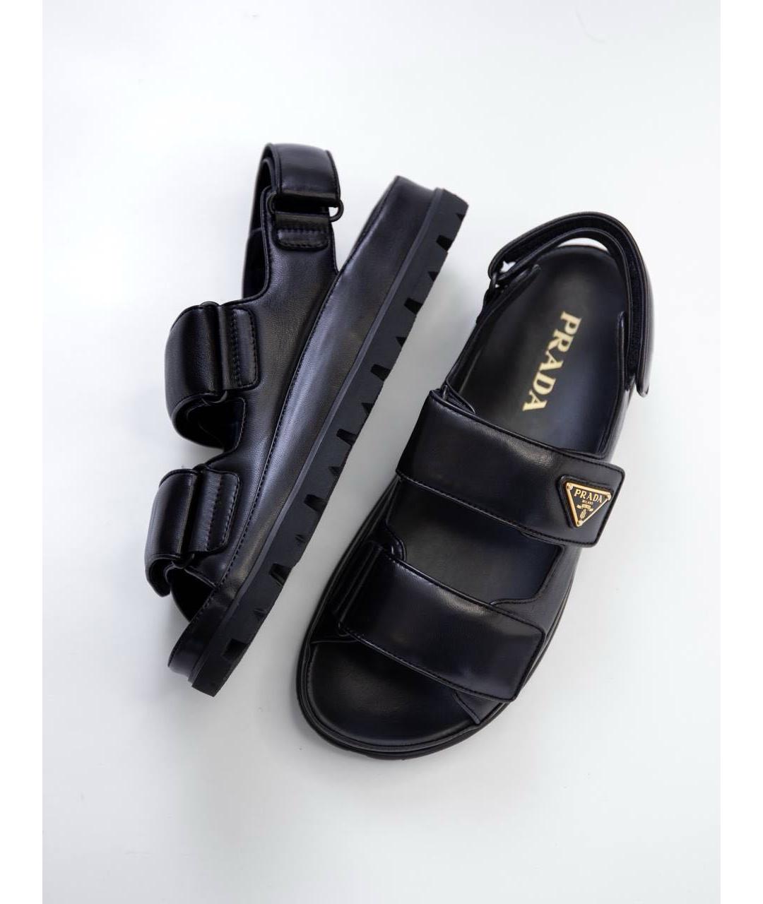 PRADA Черные кожаные сандалии, фото 3