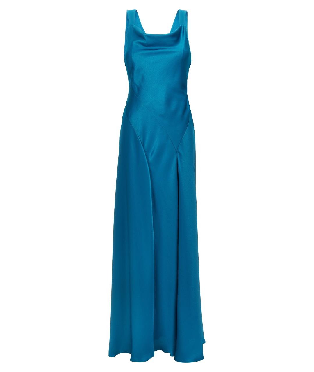 ALBERTA FERRETTI Голубое ацетатное коктейльное платье, фото 1