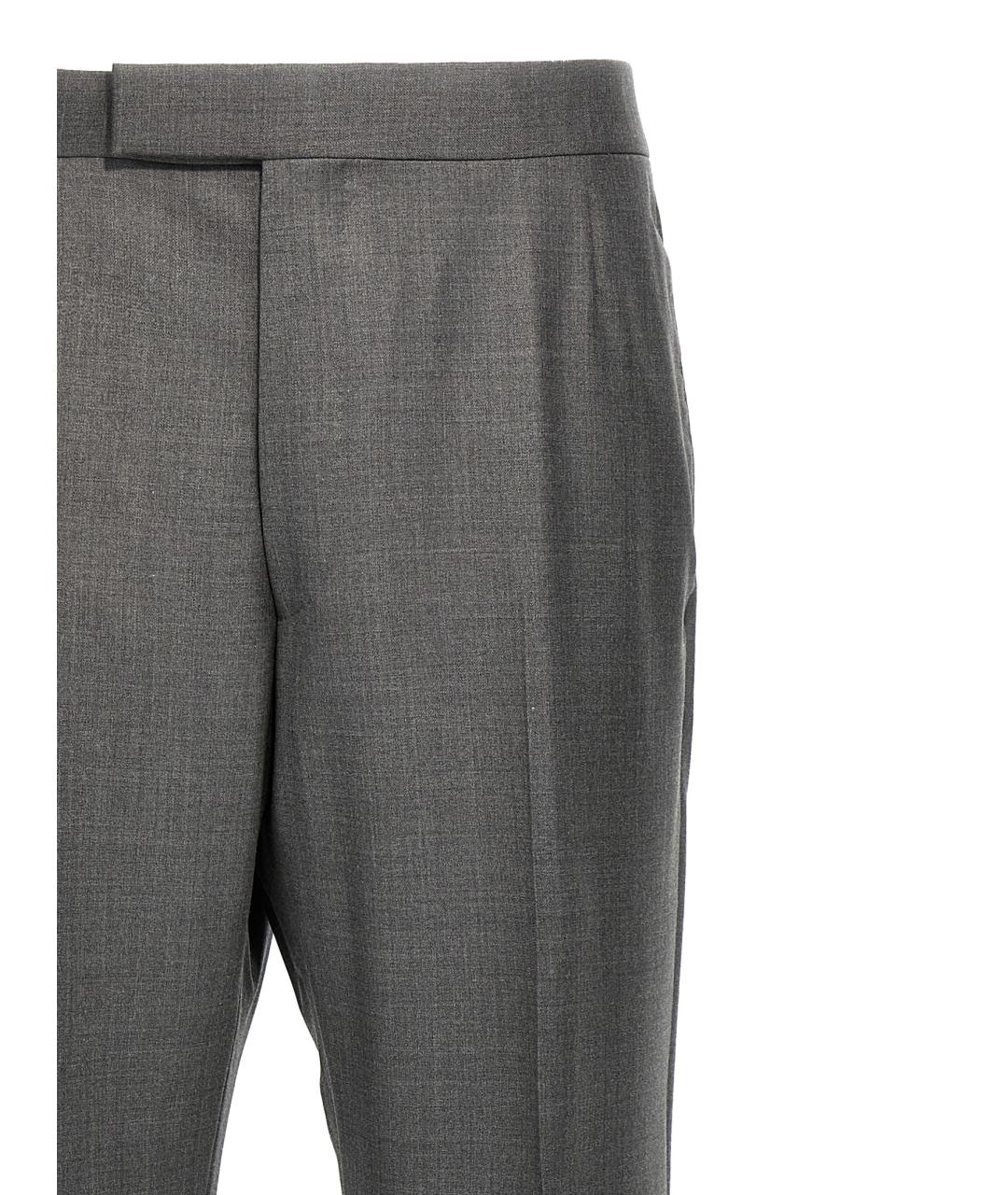 THOM BROWNE Серые шерстяные классические брюки, фото 3