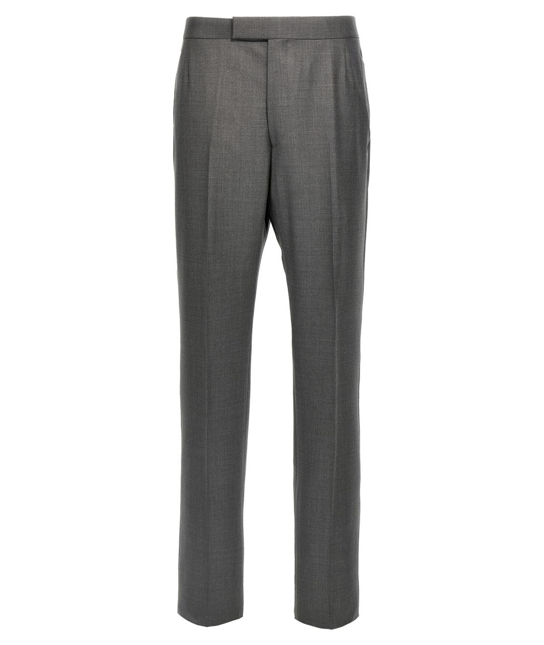 THOM BROWNE Серые шерстяные классические брюки, фото 1