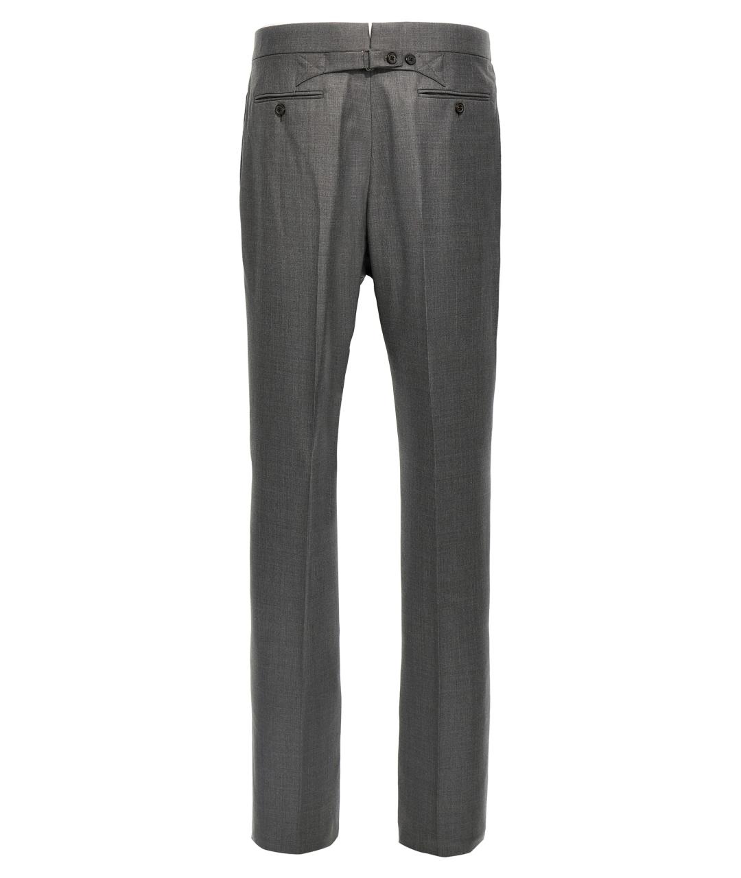 THOM BROWNE Серые шерстяные классические брюки, фото 2