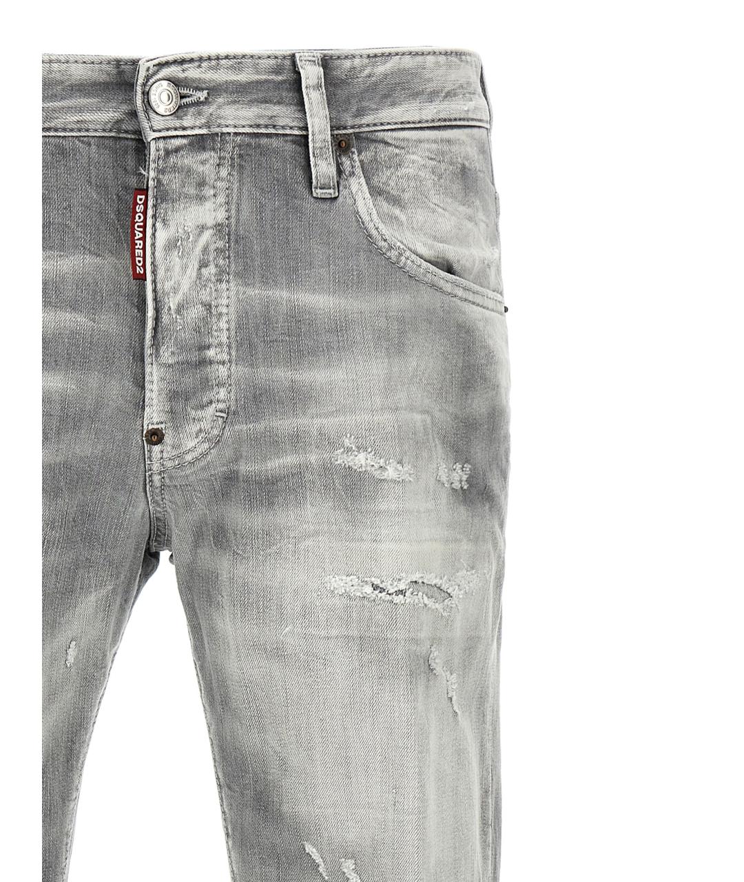 DSQUARED2 Серые хлопковые прямые джинсы, фото 3