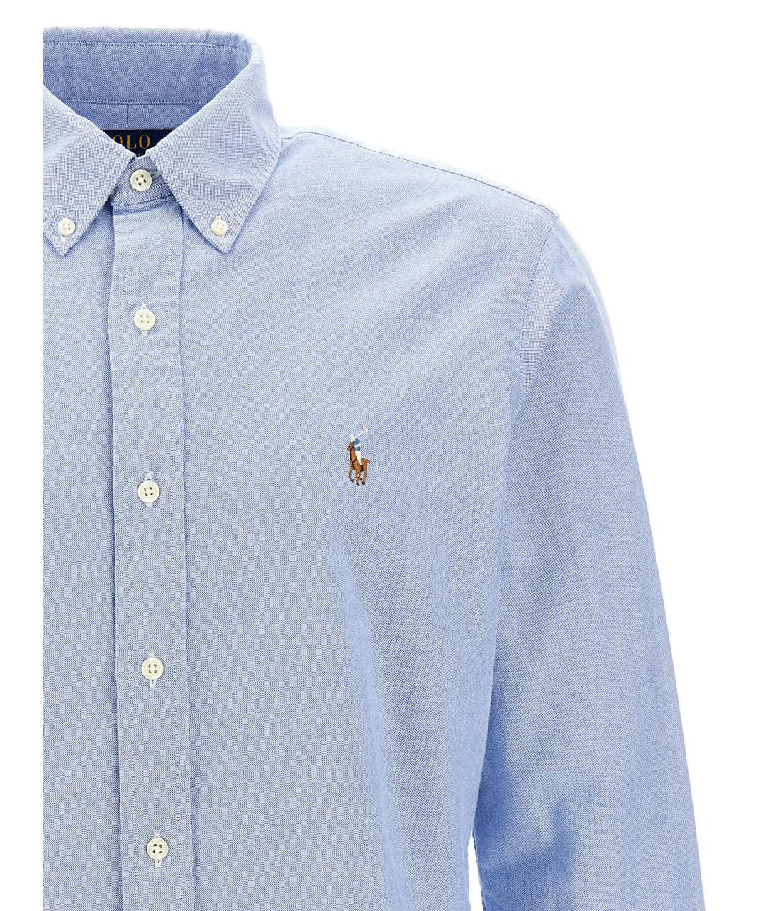 POLO RALPH LAUREN Голубая хлопковая кэжуал рубашка, фото 3