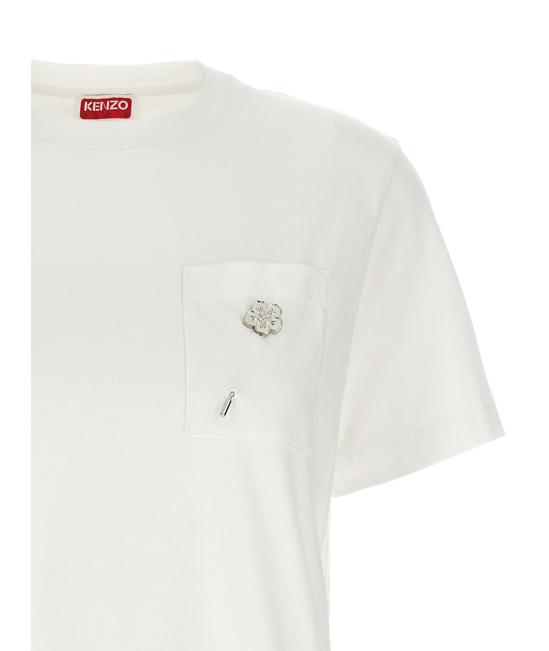KENZO Белая хлопковая футболка, фото 3
