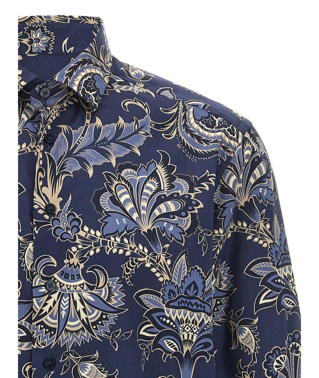 ETRO Синяя хлопковая кэжуал рубашка, фото 3