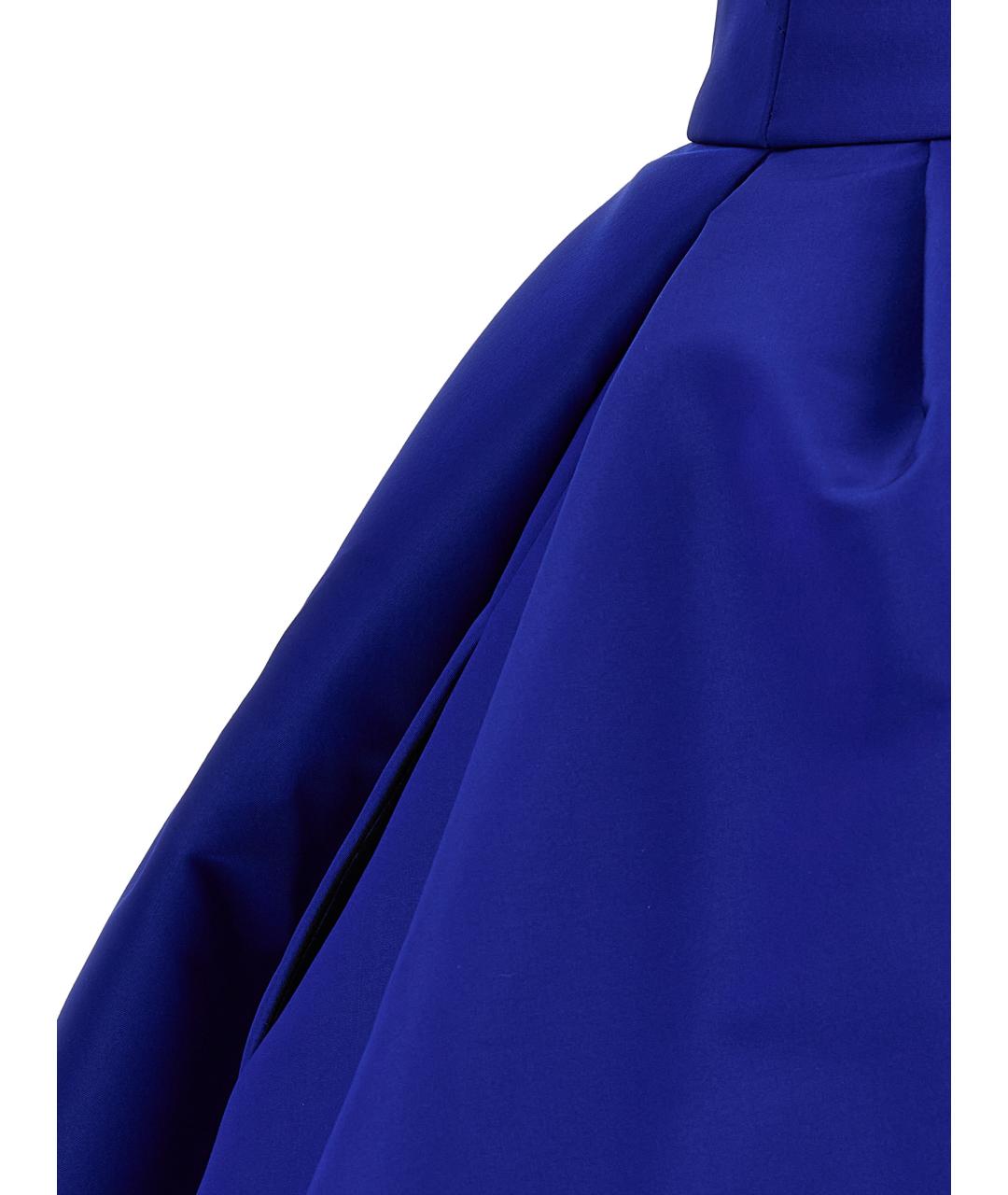 CAROLINA HERRERA Синее шелковое вечернее платье, фото 4
