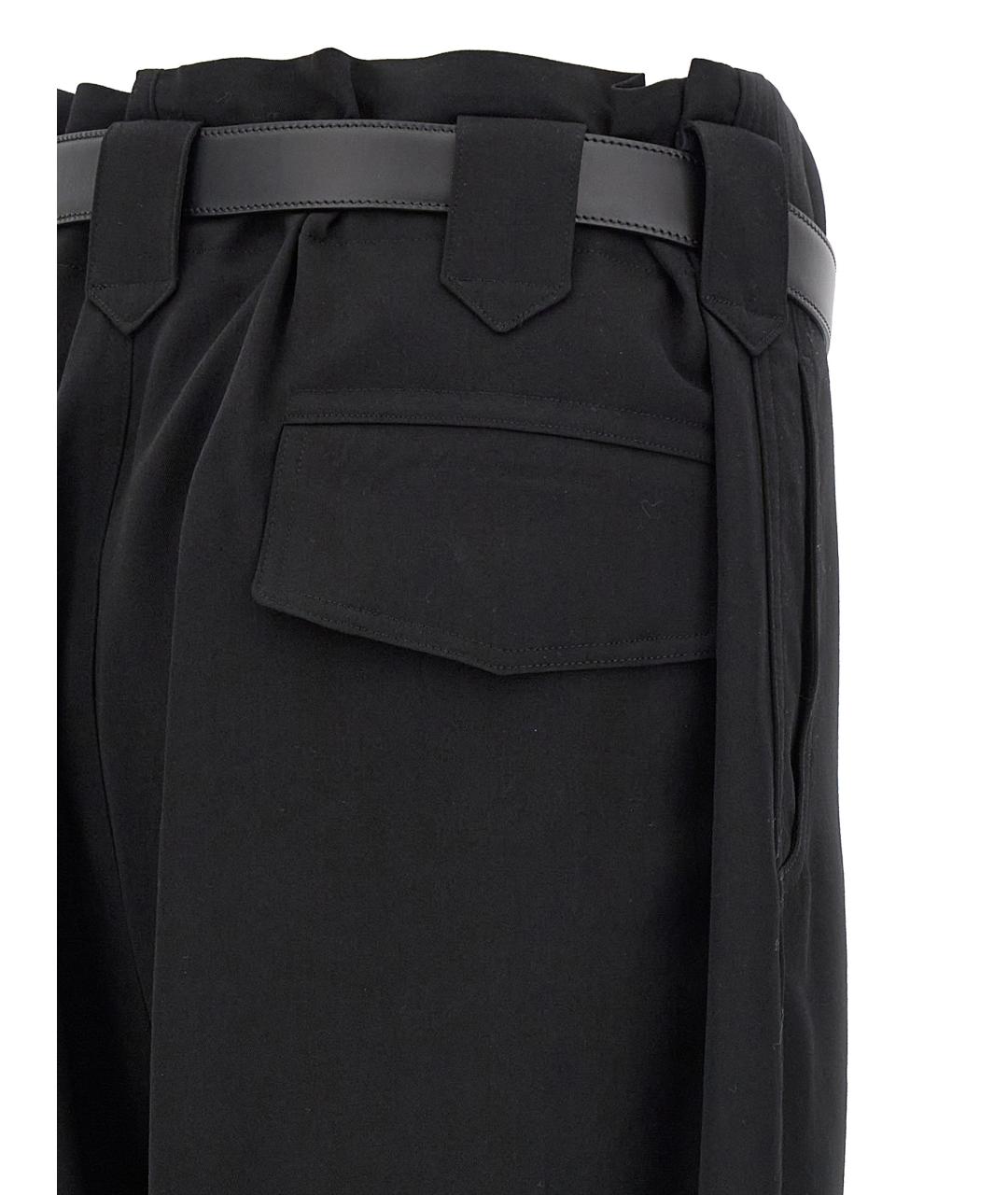 YOHJI YAMAMOTO Черные шерстяные повседневные брюки, фото 4