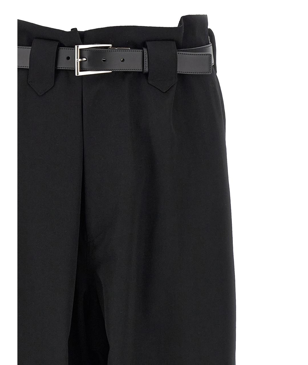 YOHJI YAMAMOTO Черные шерстяные повседневные брюки, фото 3