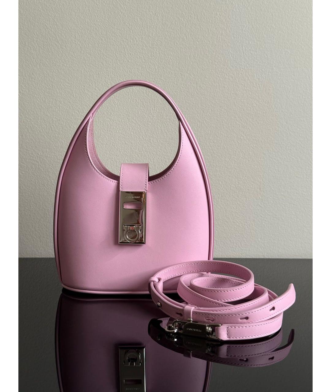 FERRAGAMO Розовая кожаная сумка с короткими ручками, фото 8