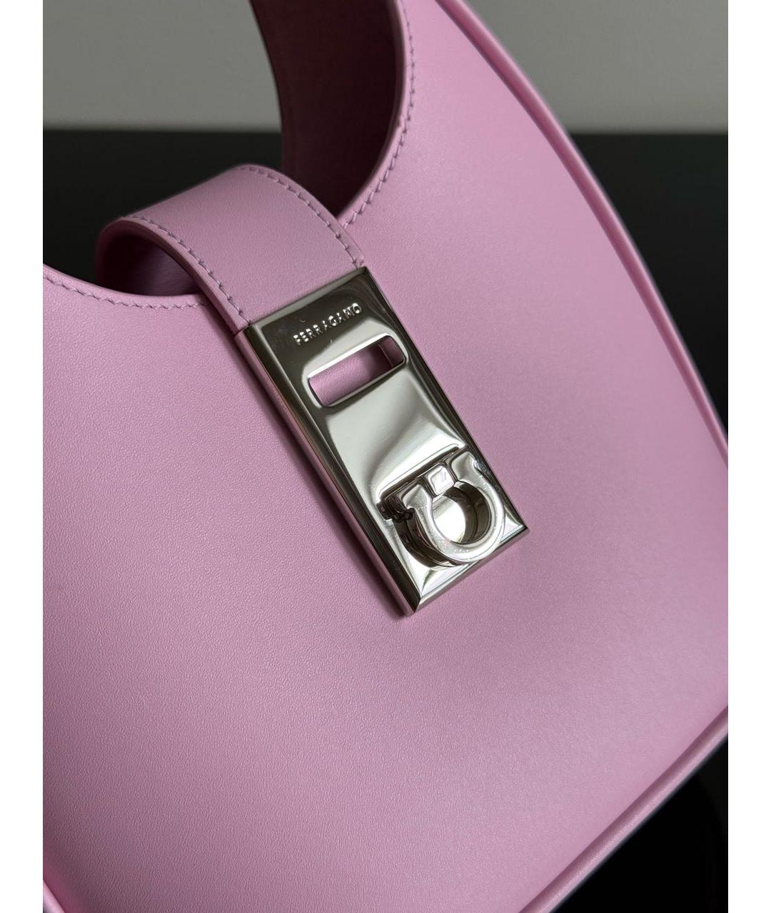FERRAGAMO Розовая кожаная сумка с короткими ручками, фото 7