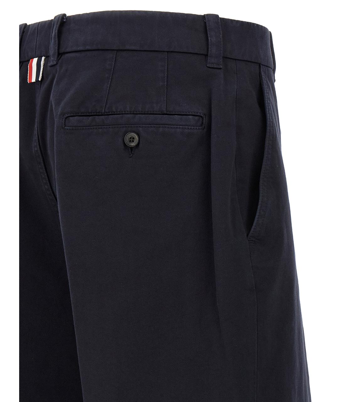 THOM BROWNE Синие хлопковые повседневные брюки, фото 4
