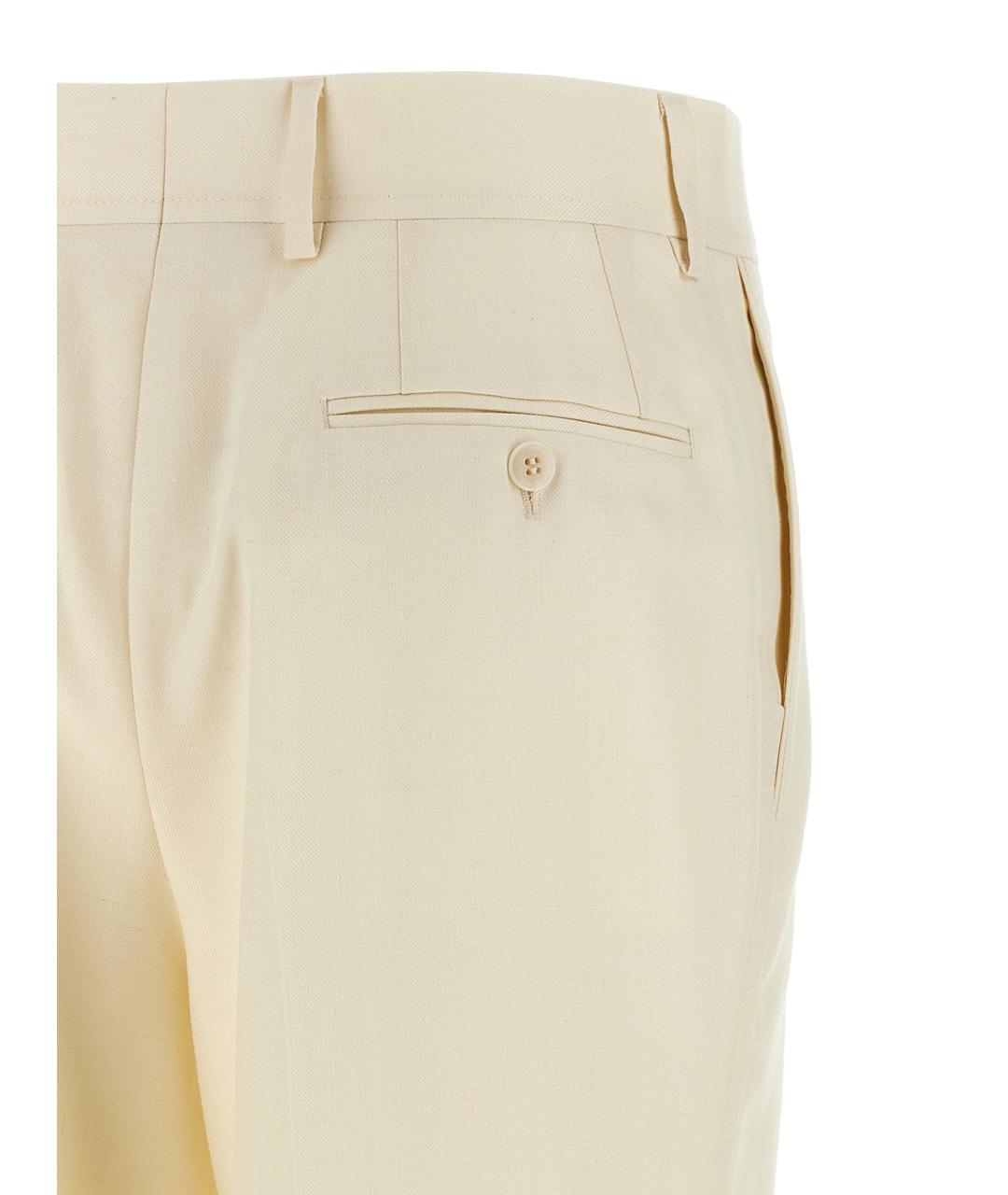 BRIONI Бежевые шерстяные прямые брюки, фото 4