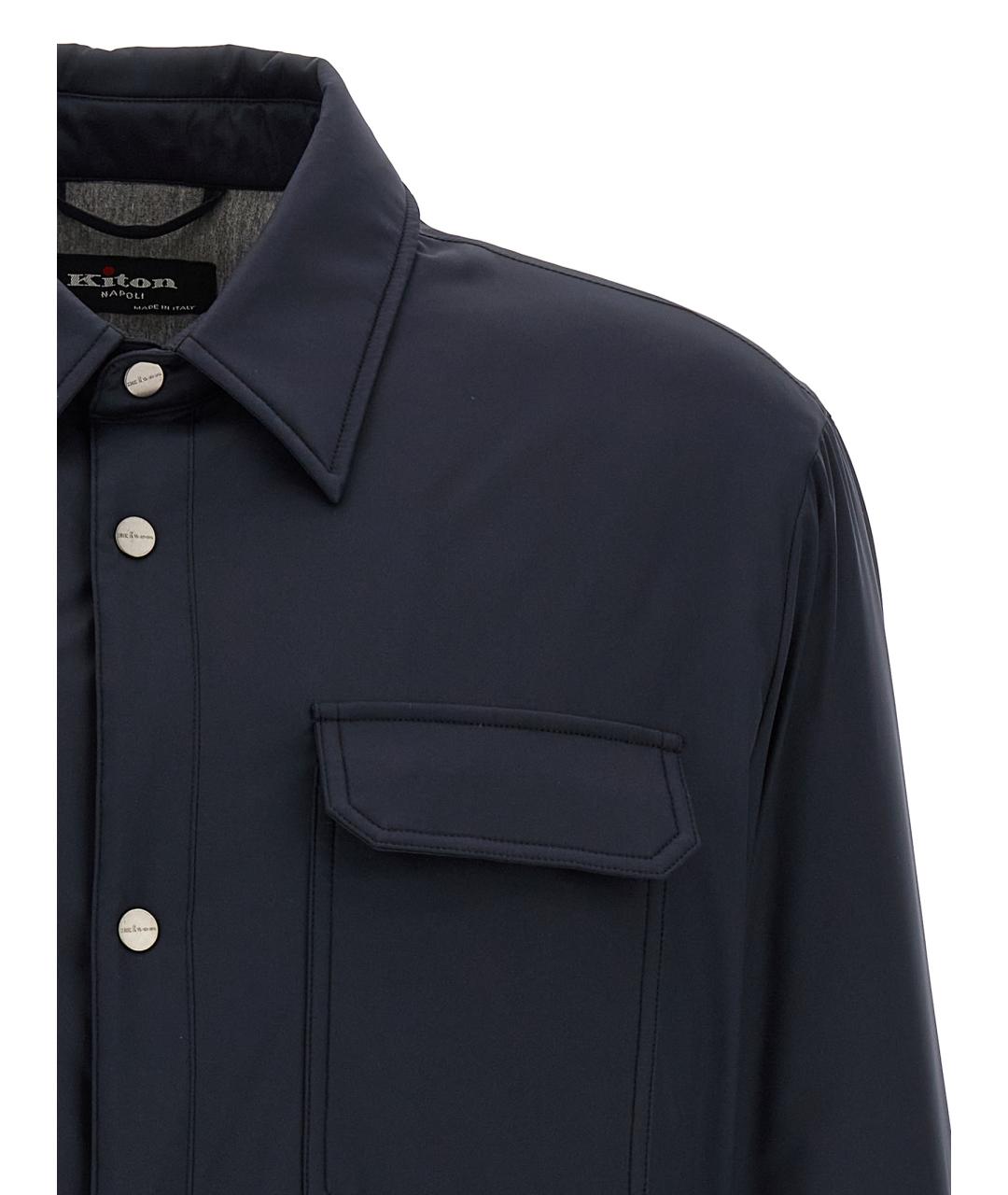 KITON Темно-синяя полиэстеровая куртка, фото 3