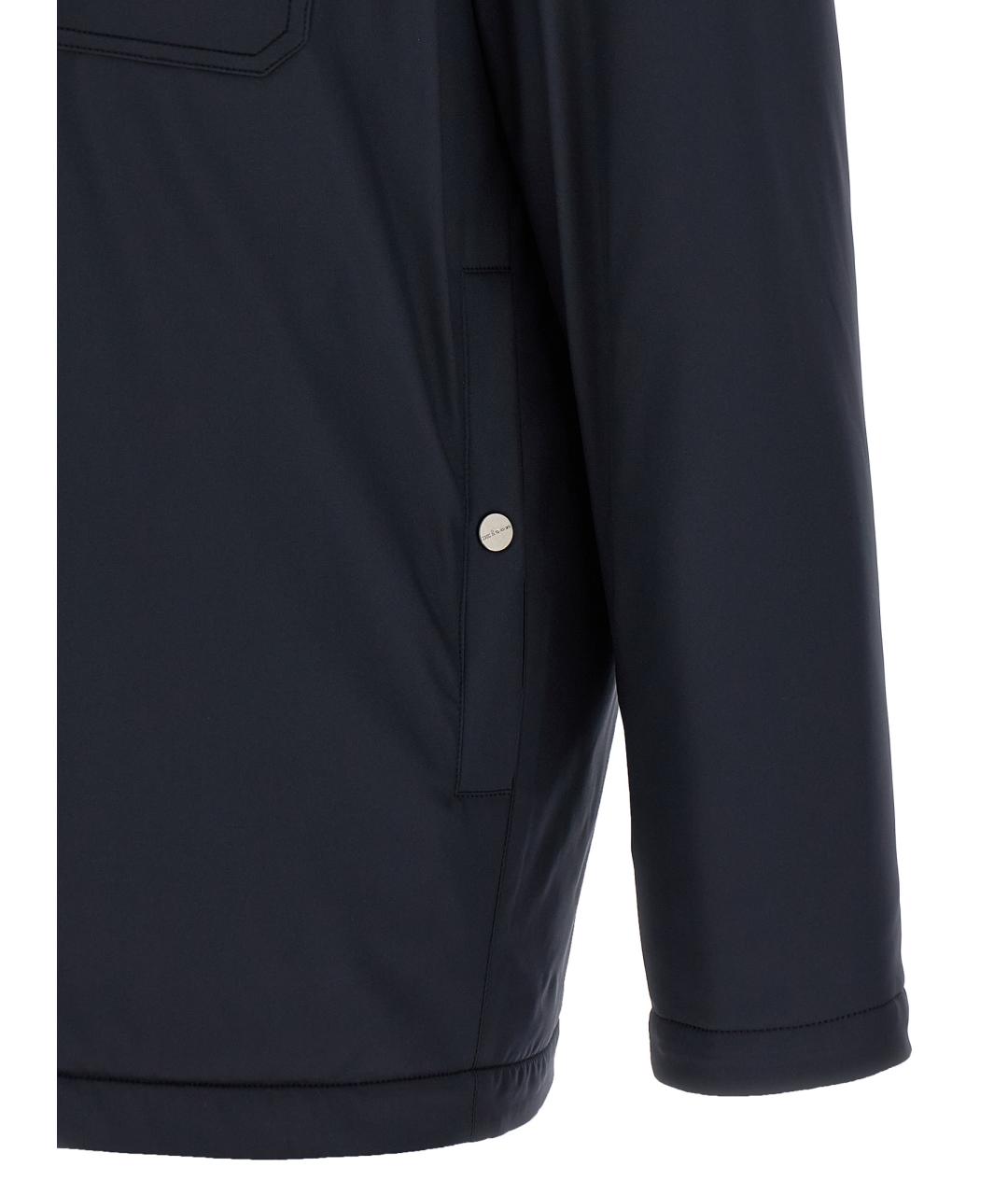 KITON Темно-синяя полиэстеровая куртка, фото 4