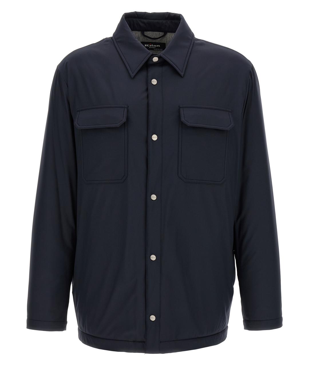 KITON Темно-синяя полиэстеровая куртка, фото 1