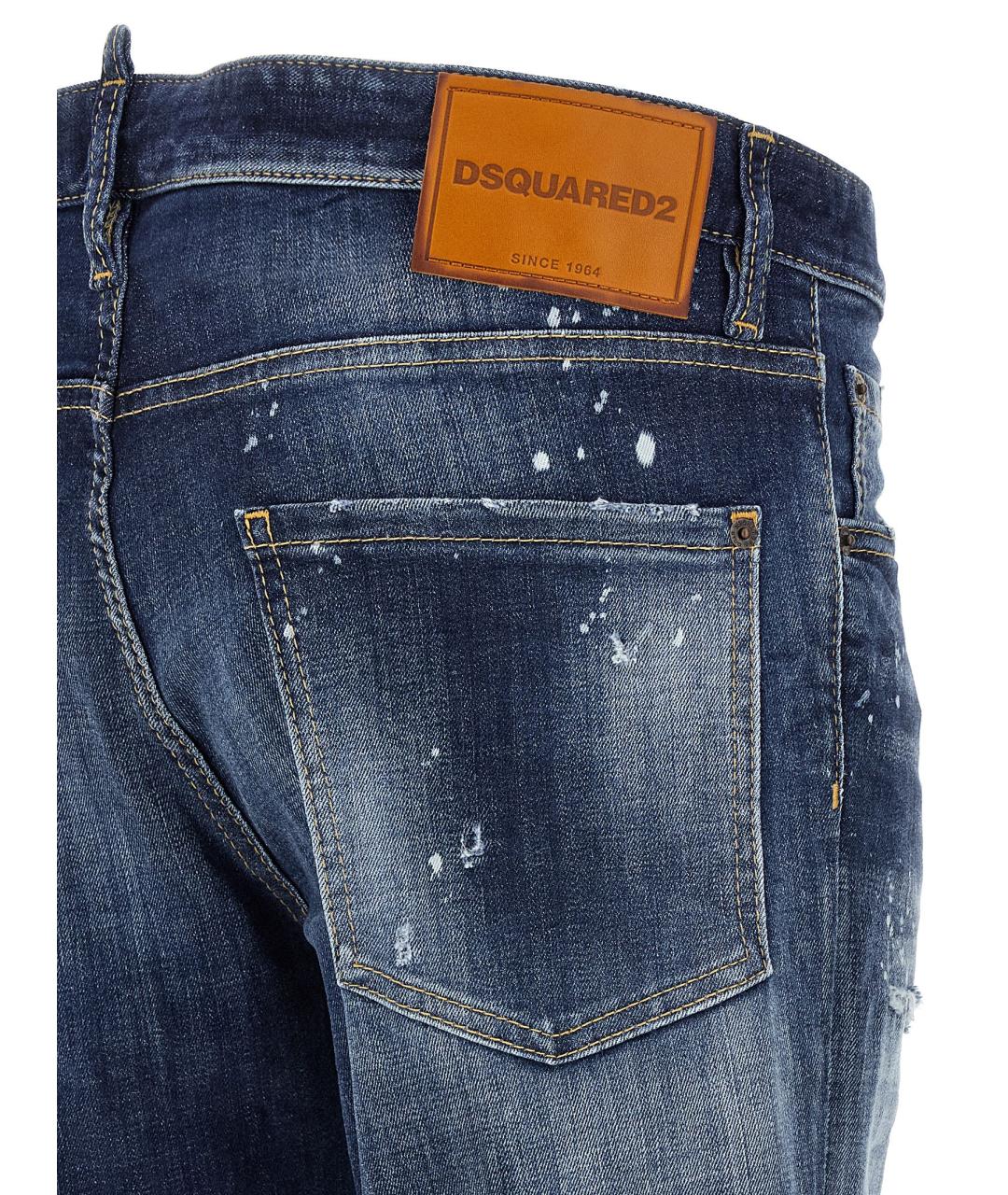 DSQUARED2 Синие хлопковые прямые джинсы, фото 4
