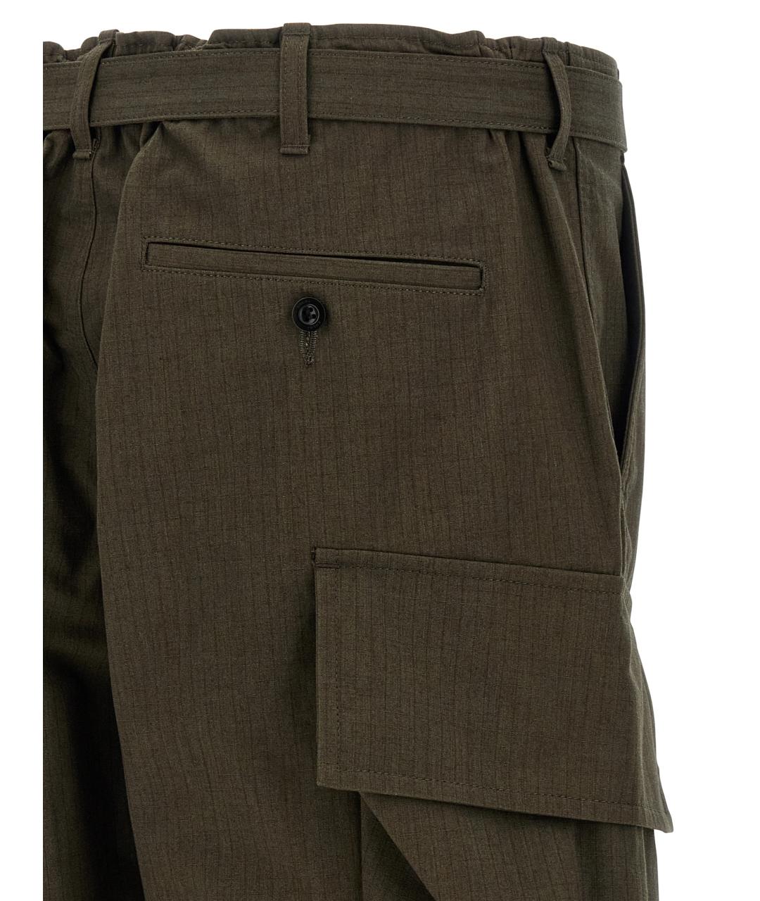 SACAI Зеленые хлопковые повседневные брюки, фото 4