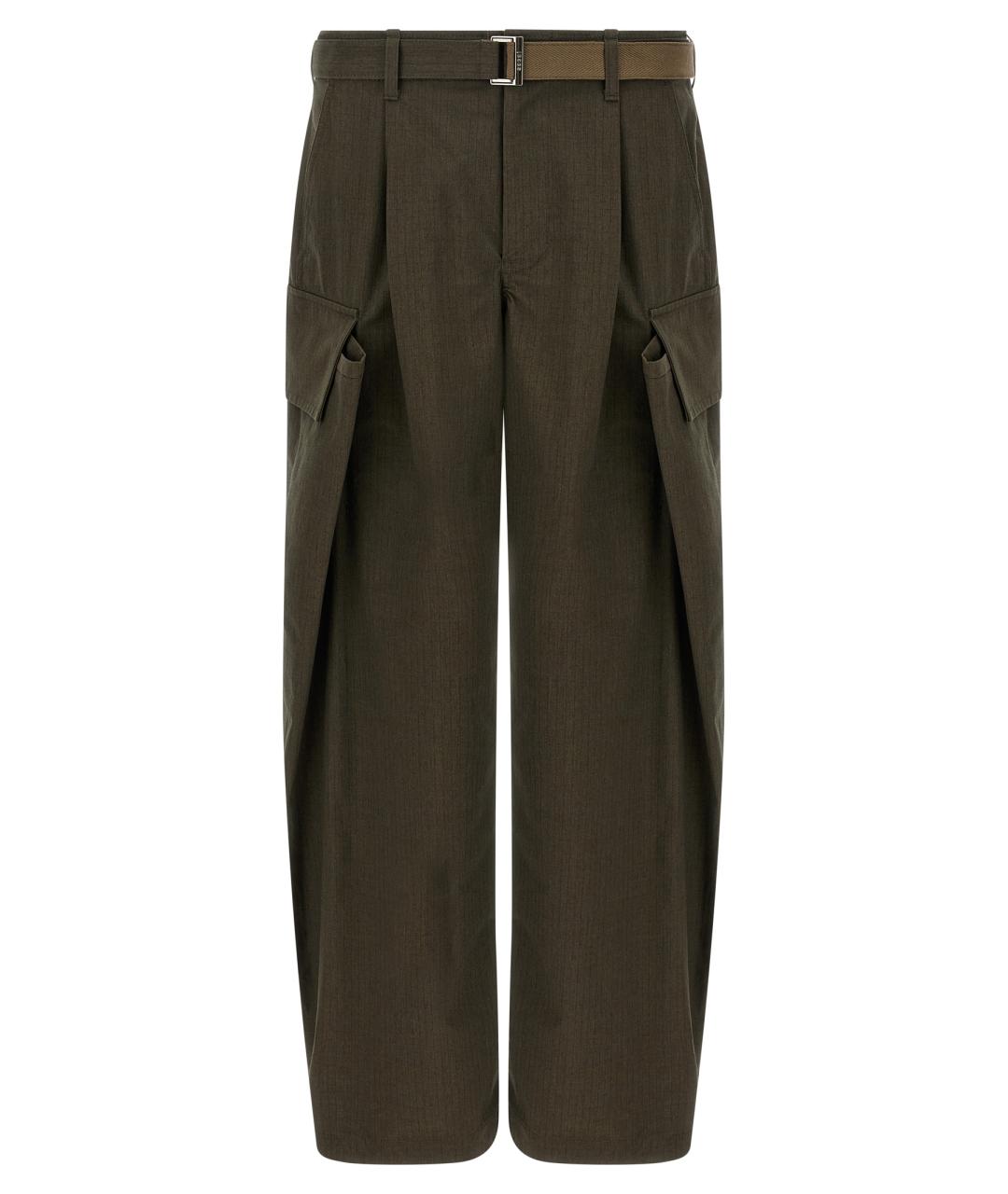 SACAI Зеленые хлопковые повседневные брюки, фото 1