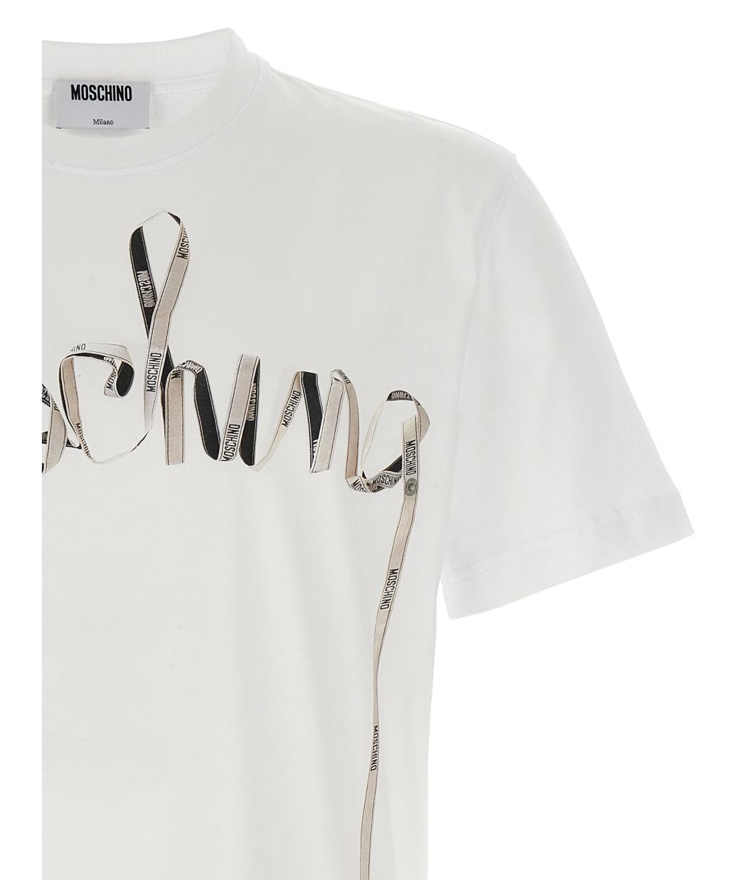 MOSCHINO Белая хлопковая футболка, фото 3