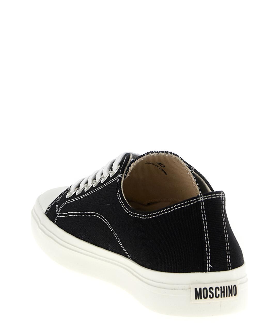 MOSCHINO Черные текстильные низкие кроссовки / кеды, фото 3