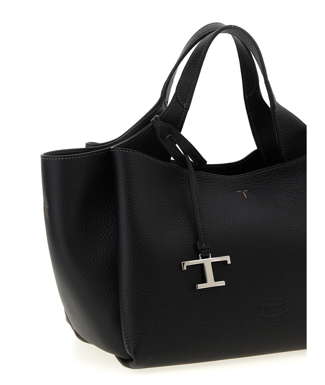 TOD'S Черная кожаная сумка тоут, фото 3