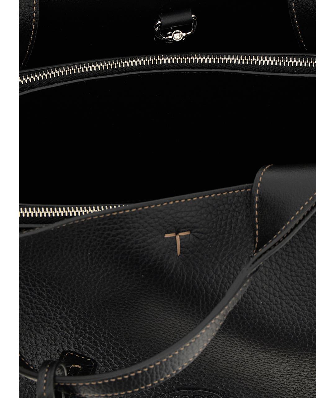 TOD'S Черная кожаная сумка тоут, фото 4