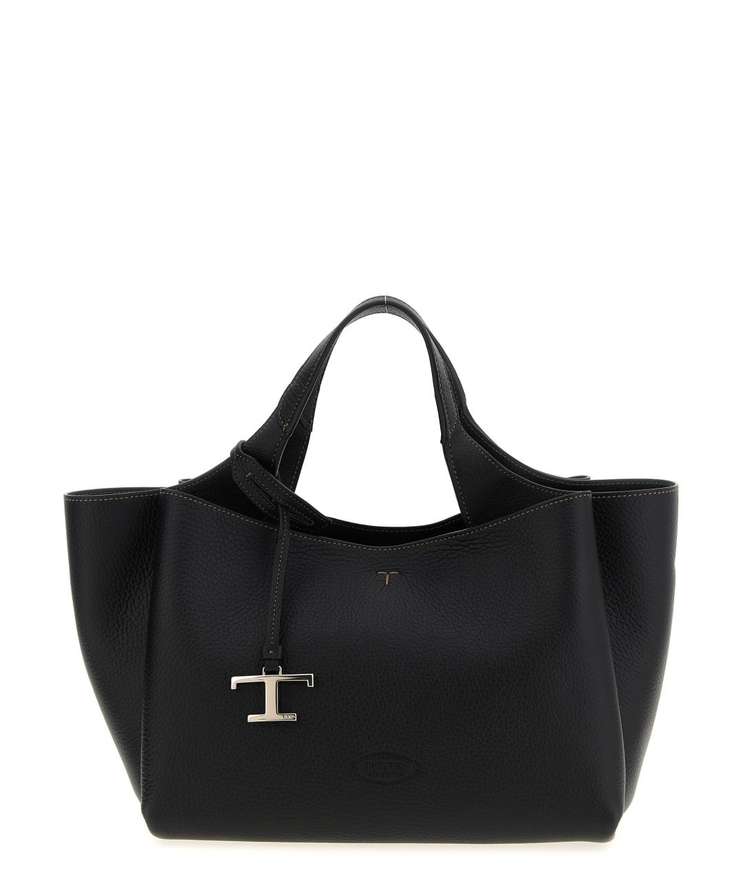 TOD'S Черная кожаная сумка тоут, фото 1