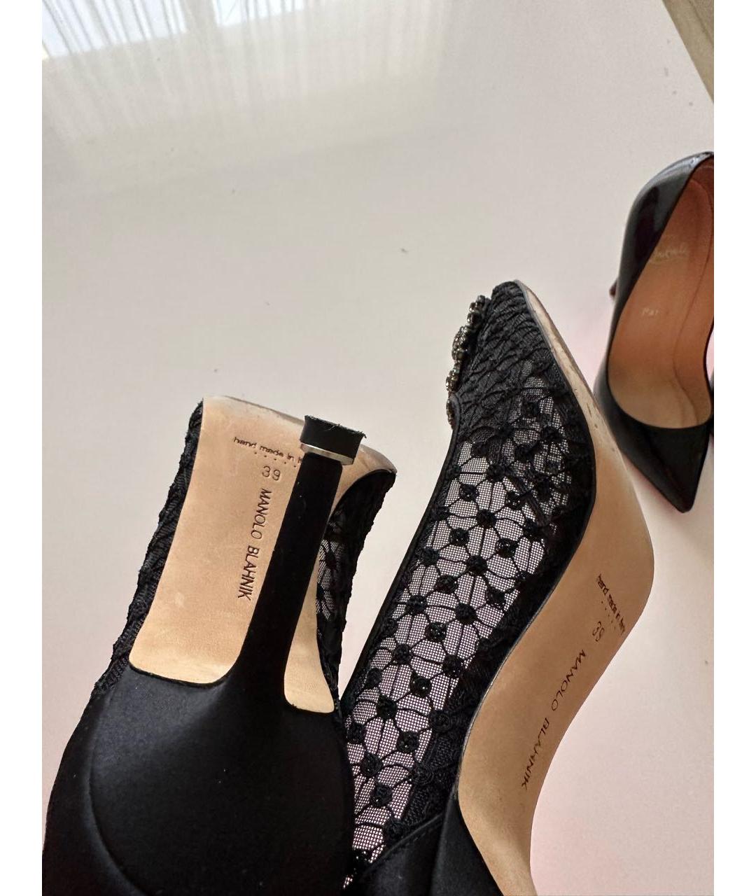 MANOLO BLAHNIK Черные текстильные туфли, фото 5