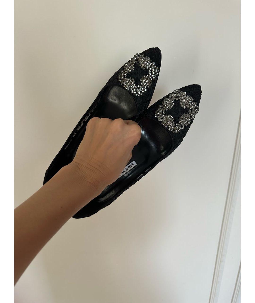 MANOLO BLAHNIK Черные текстильные туфли, фото 7