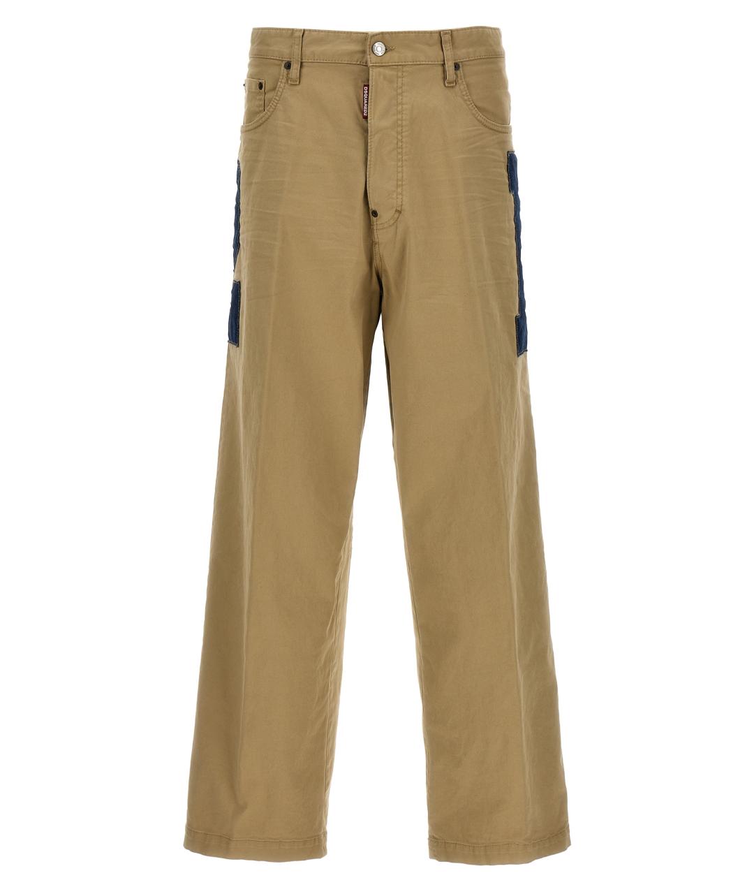 DSQUARED2 Бежевые хлопковые прямые джинсы, фото 1