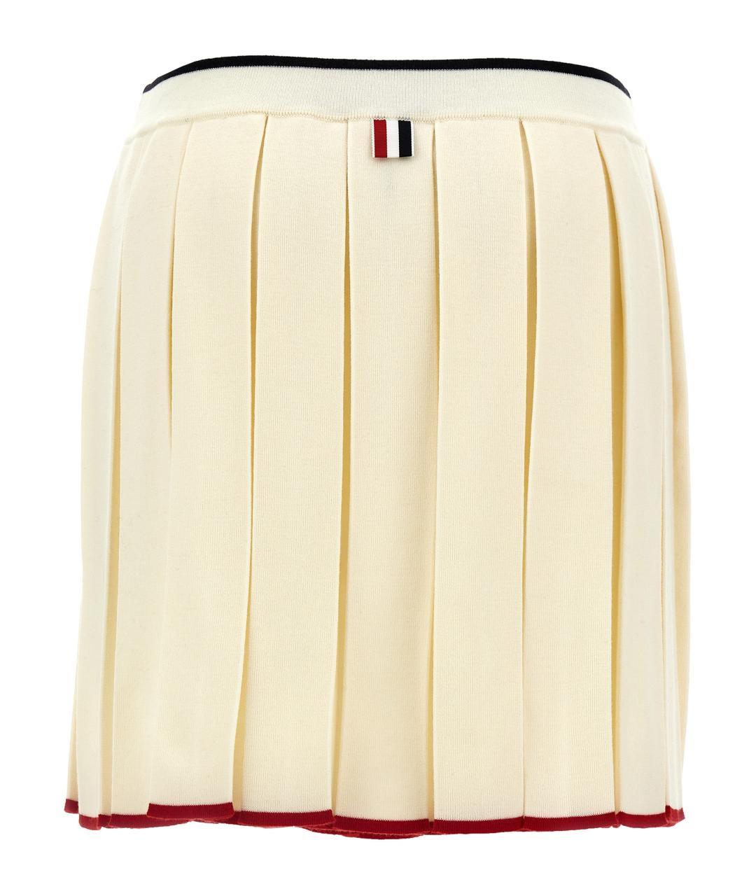 THOM BROWNE Бежевая шерстяная юбка мини, фото 2