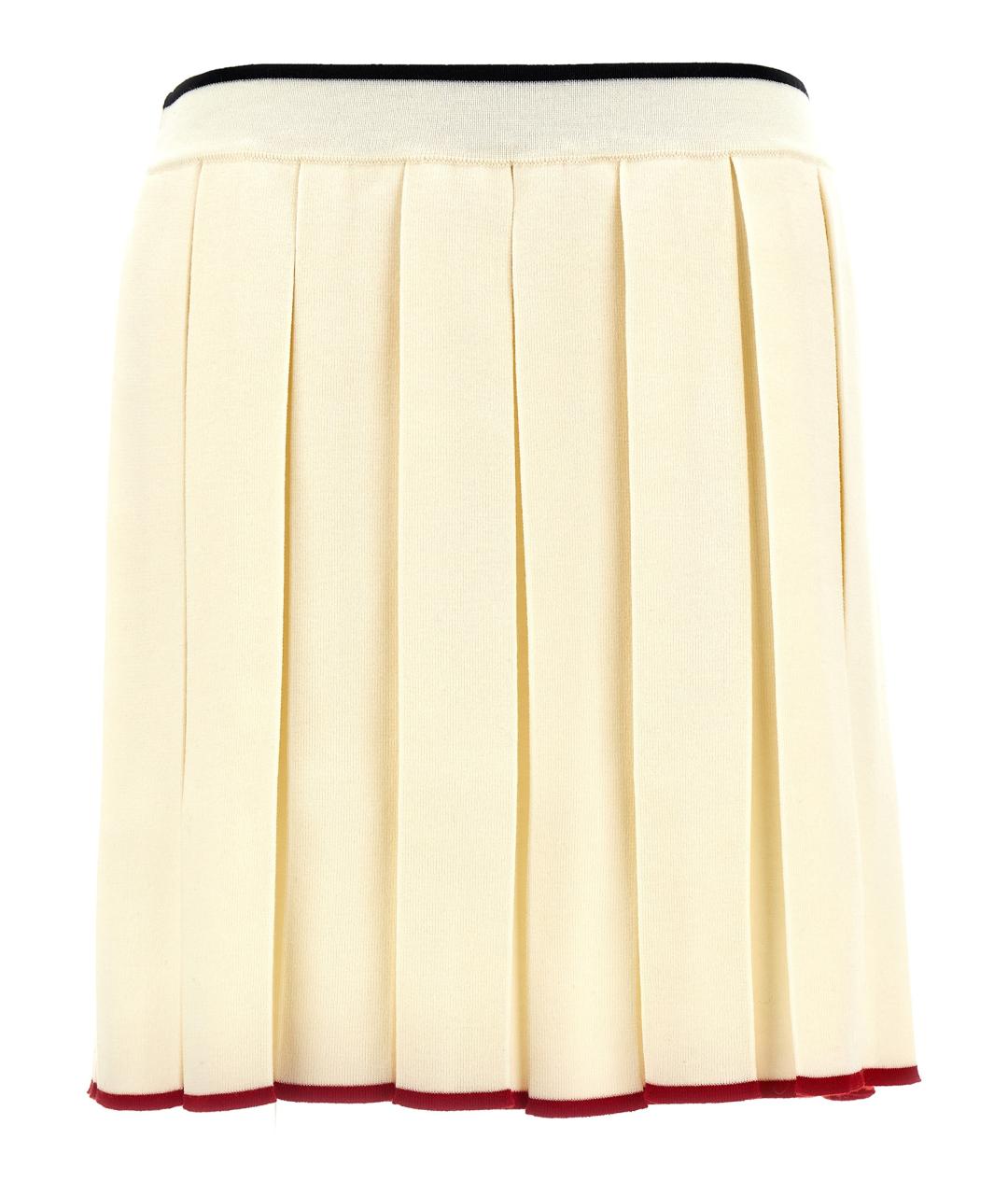 THOM BROWNE Бежевая шерстяная юбка мини, фото 1