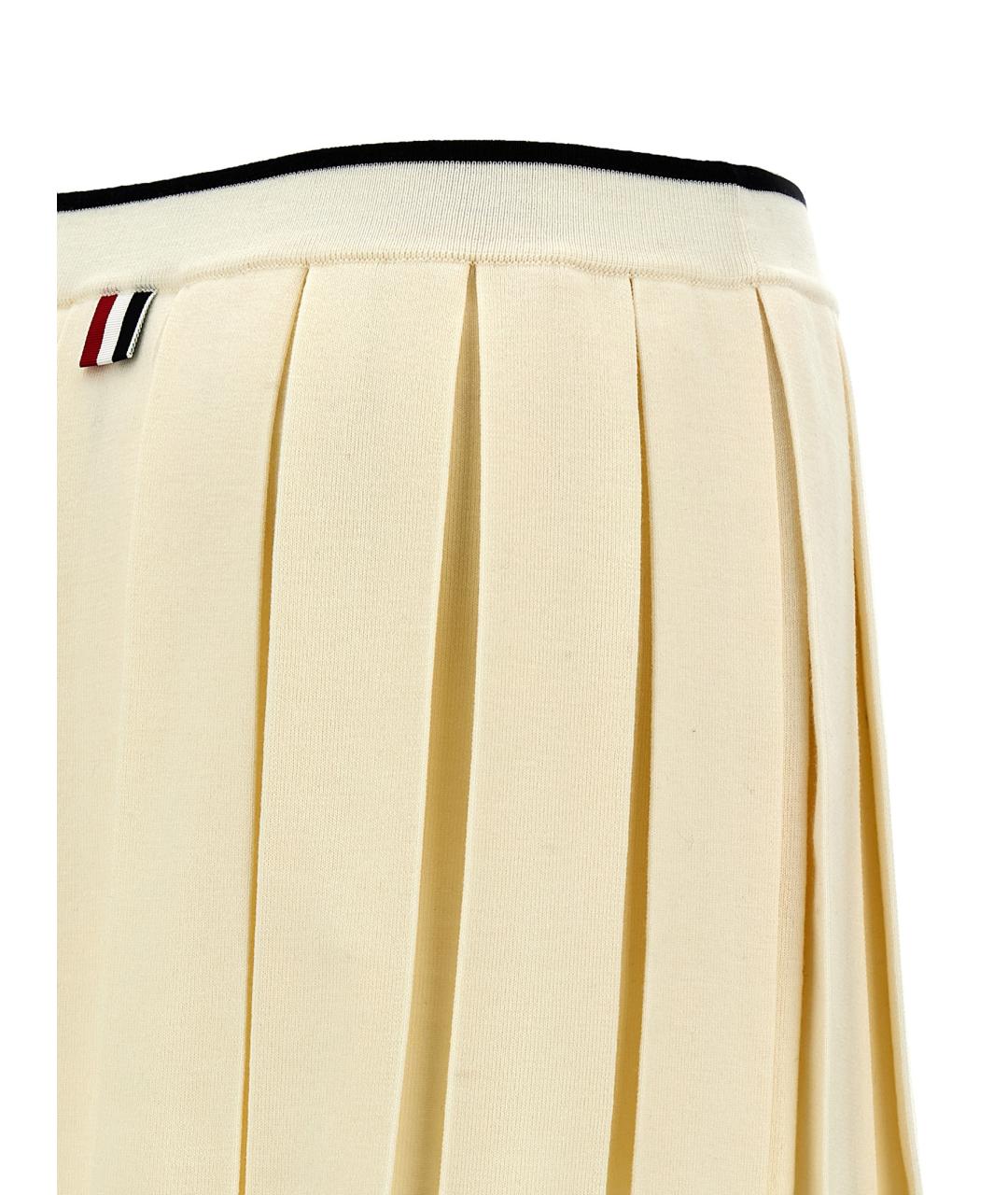 THOM BROWNE Бежевая шерстяная юбка мини, фото 4