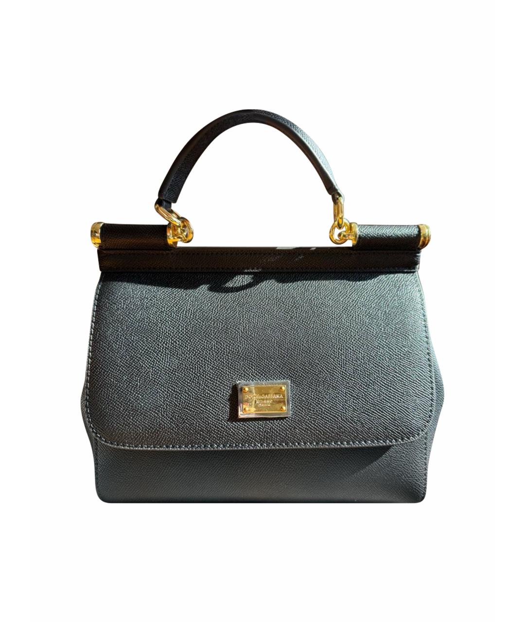 DOLCE&GABBANA Черная кожаная сумка с короткими ручками, фото 1