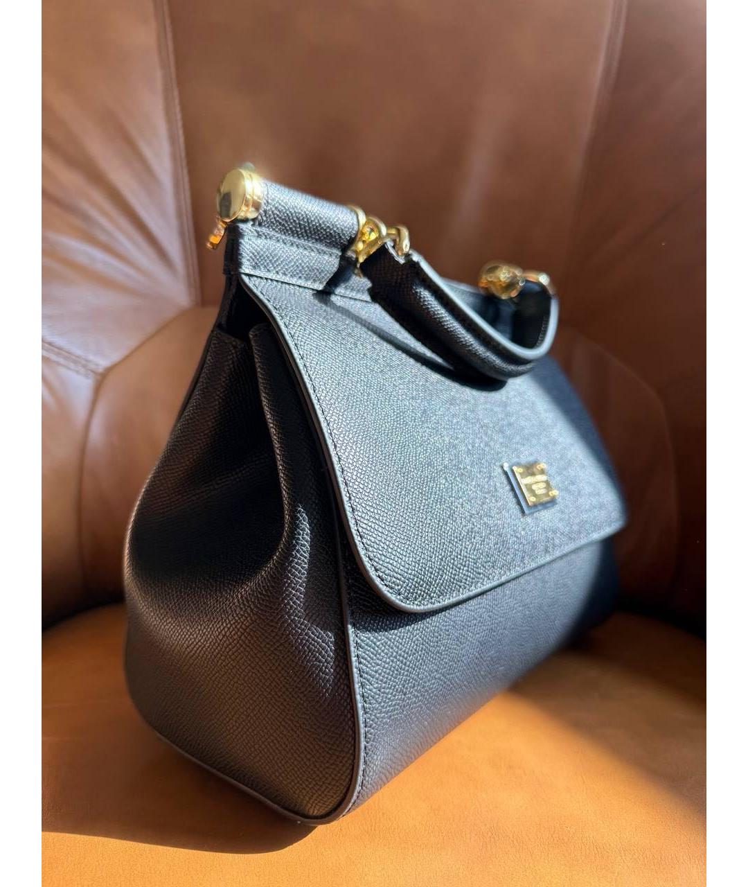 DOLCE&GABBANA Черная кожаная сумка с короткими ручками, фото 2