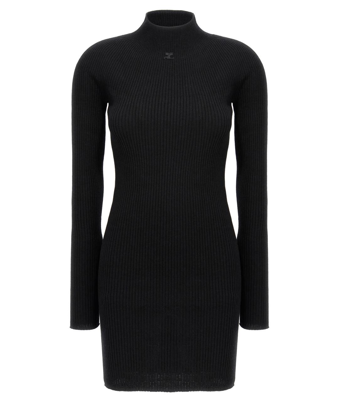 COURREGES Черное хлопковое повседневное платье, фото 1