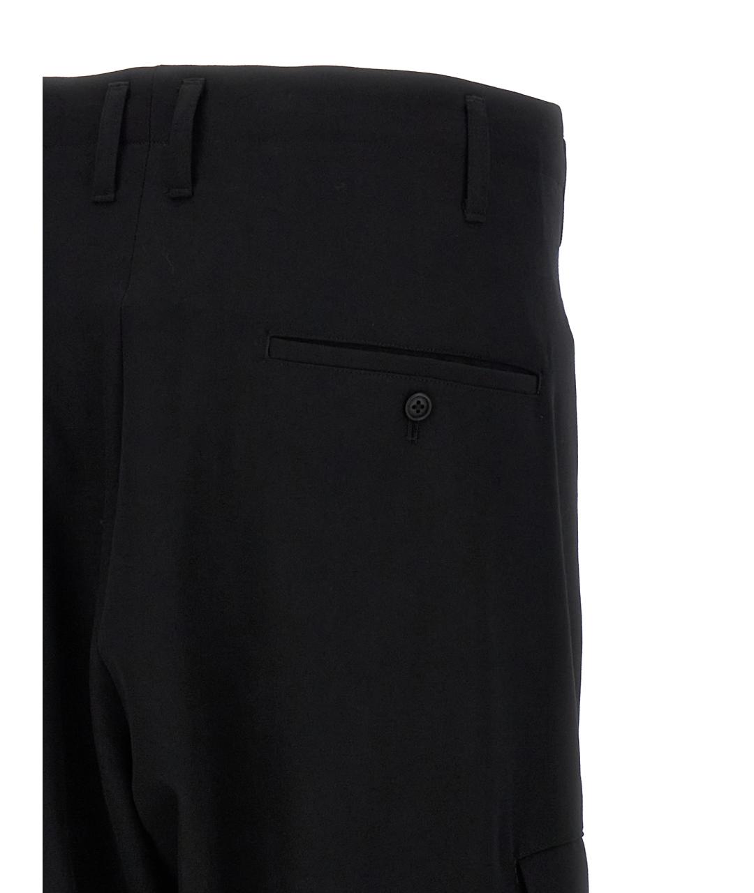 YOHJI YAMAMOTO Черные шерстяные повседневные брюки, фото 4