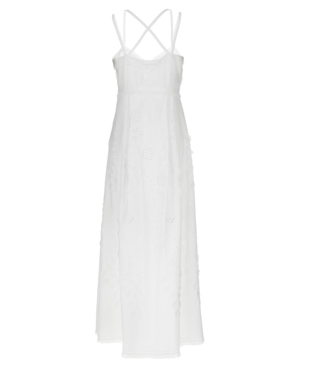 ALBERTA FERRETTI Белая хлопковая юбка макси, фото 2