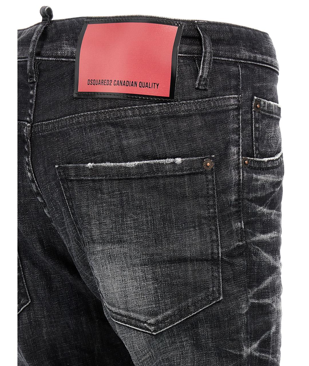DSQUARED2 Черные хлопко-эластановые джинсы скинни, фото 4