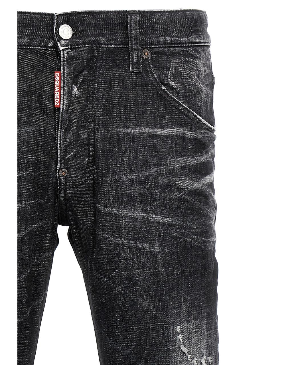 DSQUARED2 Черные хлопко-эластановые джинсы скинни, фото 3