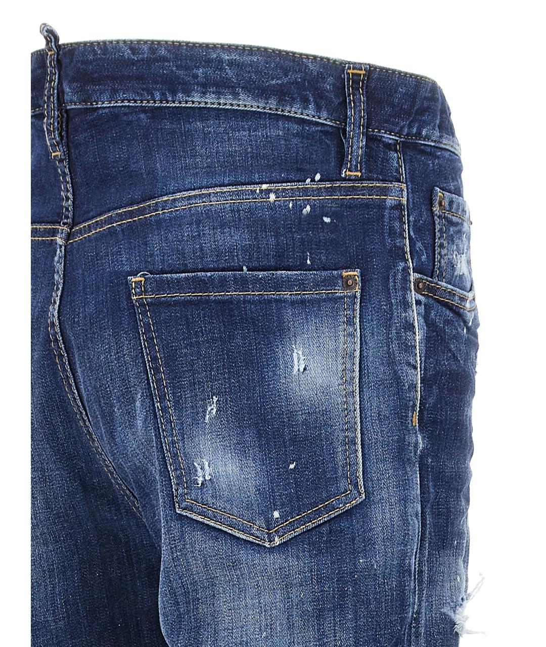 DSQUARED2 Синие хлопко-эластановые прямые джинсы, фото 4