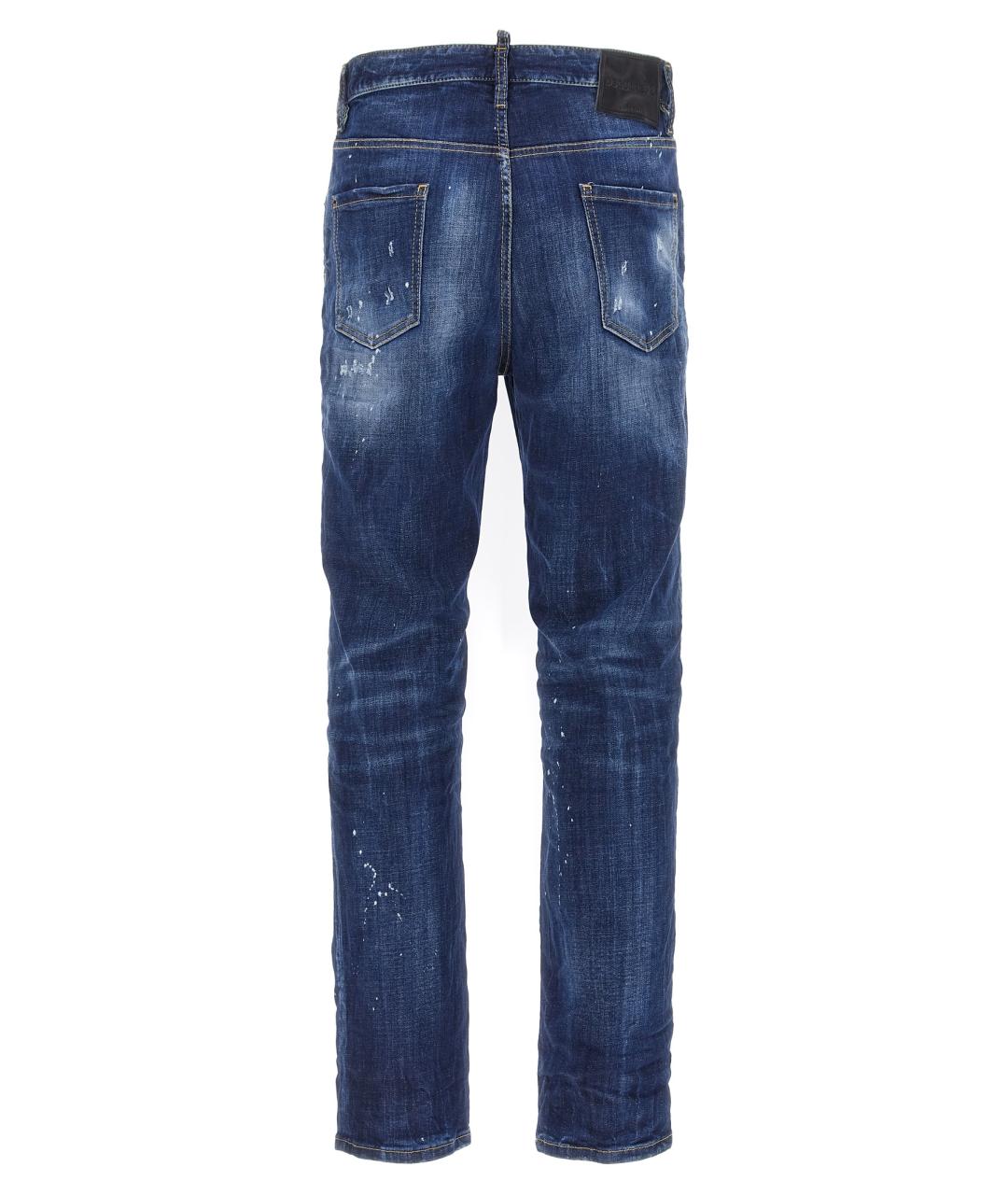 DSQUARED2 Синие хлопко-эластановые прямые джинсы, фото 2