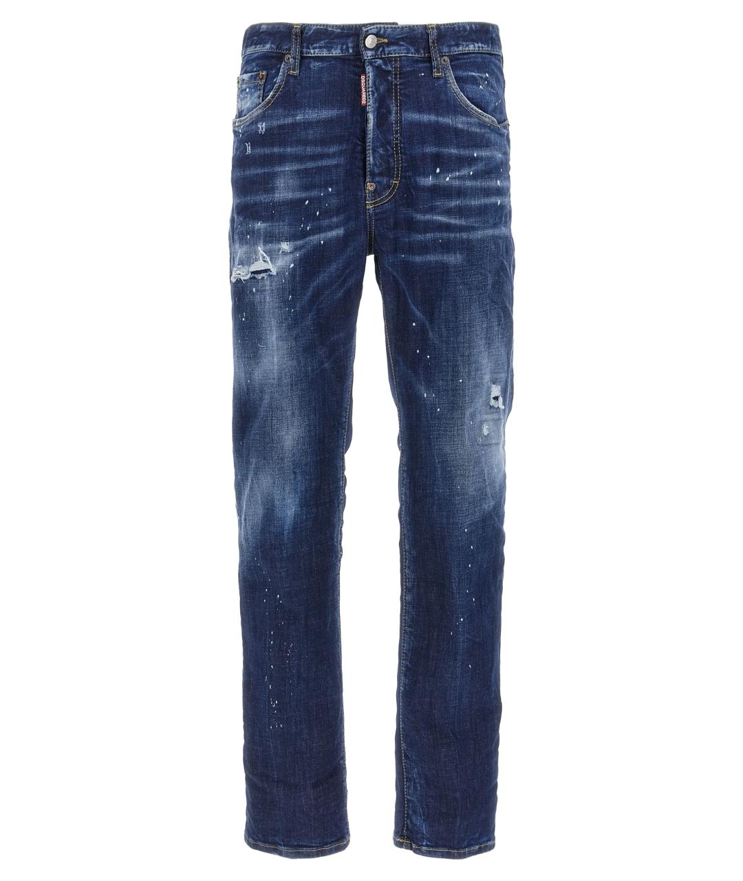 DSQUARED2 Синие хлопко-эластановые прямые джинсы, фото 1