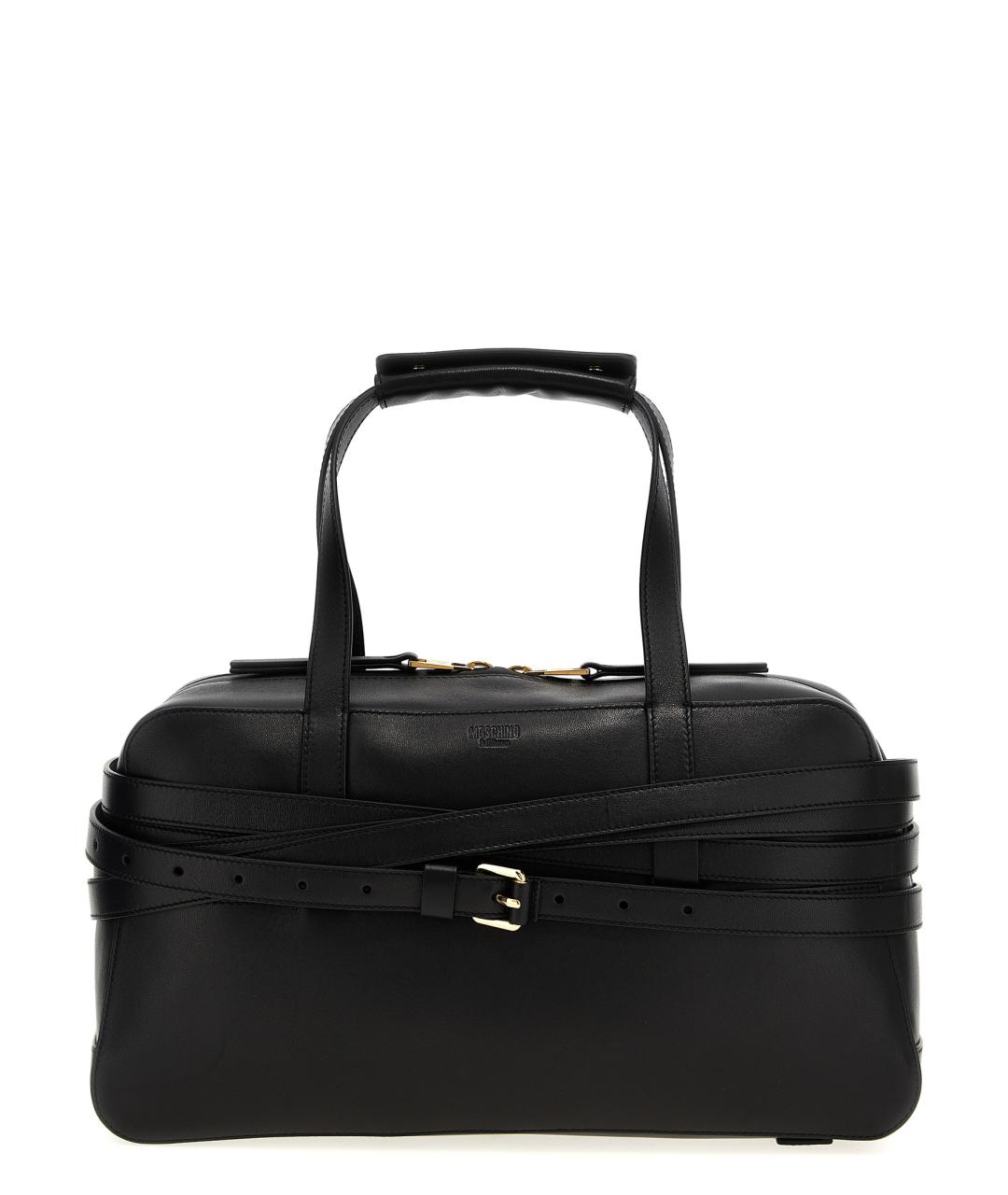 MOSCHINO Черная кожаная сумка тоут, фото 1