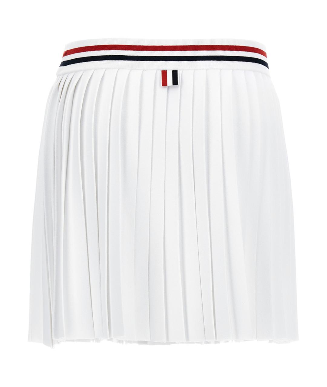 THOM BROWNE Белая вискозная юбка мини, фото 2