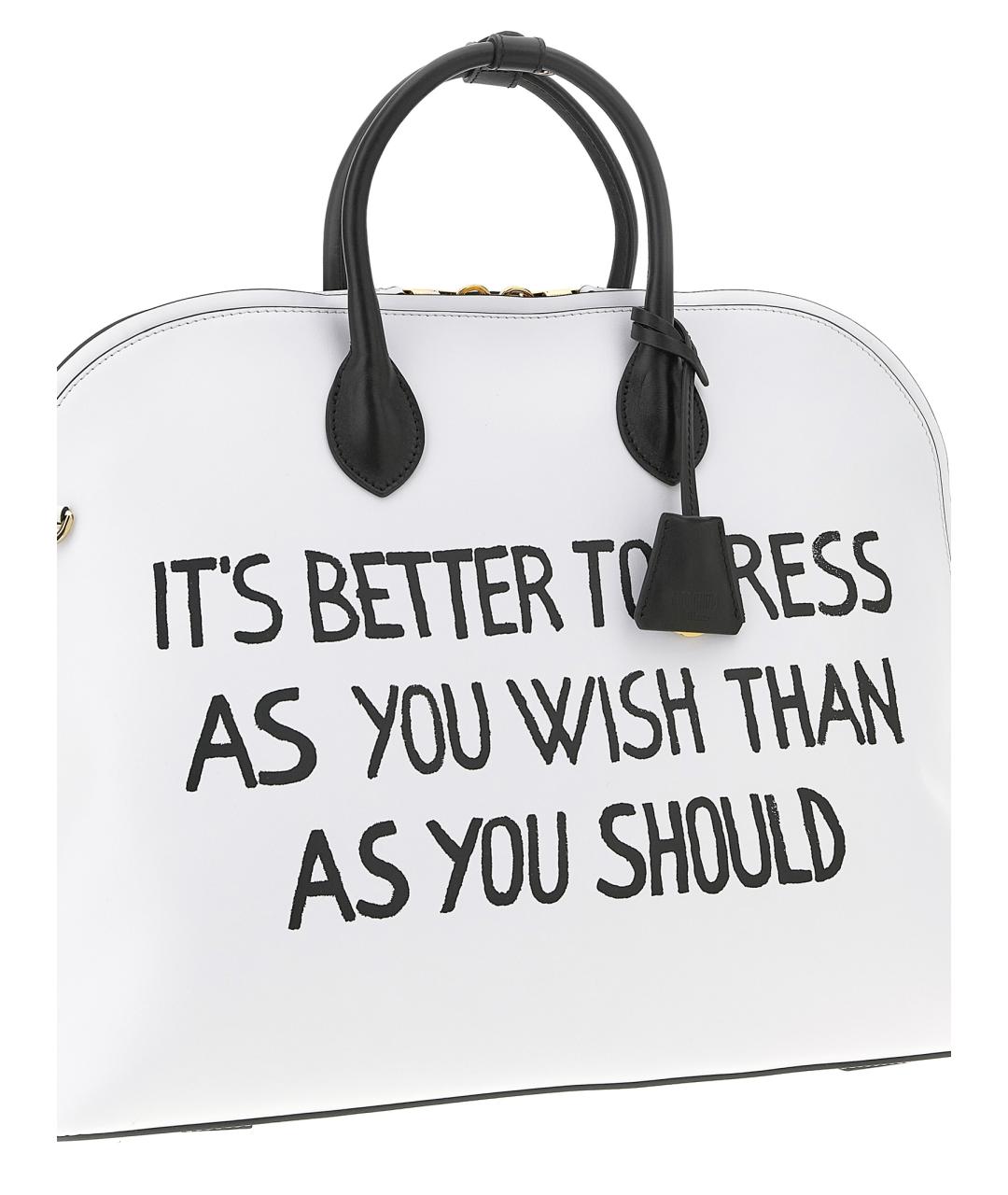 MOSCHINO Белая кожаная сумка тоут, фото 3